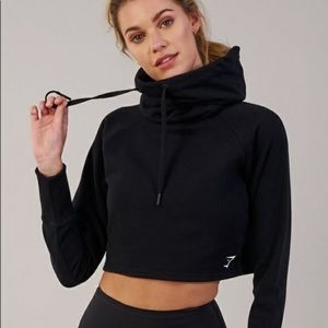Gymshark Cowl Cropped Hoodie in Black, Small